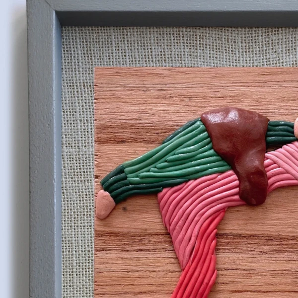 Sentmientos 4 - Marco tipo box gris + arpillera white