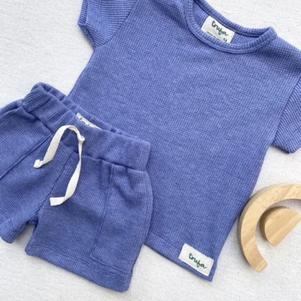 SHORT WAFFLE AZUL