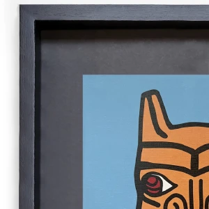 Totem de Jaguar oro - Marco Espacial negro con fondo negro grande 56x44