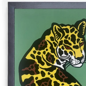 La mirada del jaguar - Amarillo / Marco negro de 1,5 x 3,5cm Pequeño - 33x24 cm