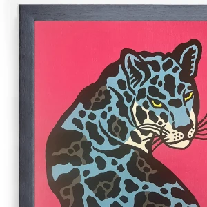 La mirada del jaguar - Púrpura / Marco negro de 1,5 x 3,5cm Pequeï¿½o - 33x24