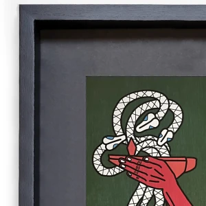 La ofrenda - verde / Marco Negro de 2x3,5 cm + Fondo negro Pequeño - 42x33c m