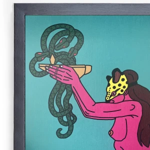 La ofrenda - turquesa / Marco negro de 1,5 x 3,5cm Pequeño - 33x24 cm