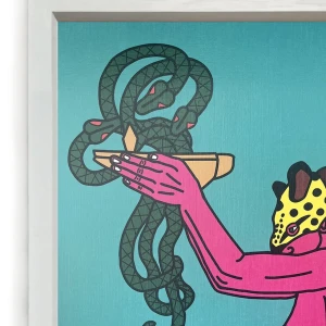 La ofrenda - turquesa / Marco Blanco 2 x 3,5cm Grande - 49x36 cm