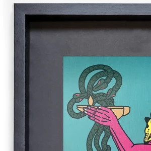 La ofrenda - turquesa / Marco Negro de 2x3,5 cm + Fondo negro Grande - 57x44c m