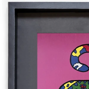 Jaguar Geométrio - amarilla / Marco negro con fondo negro grande - 57x44