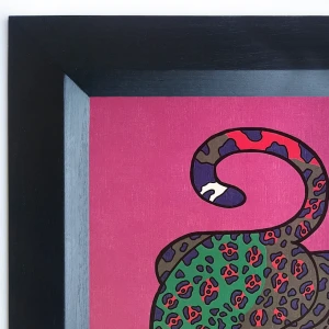 Jaguar Geométrio - verde / Marco rampa negra lisa pequeño - 34x25