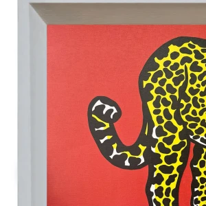 Jaguar al acecho - Naranja / Triangulito blanco grande - 50x37 cm