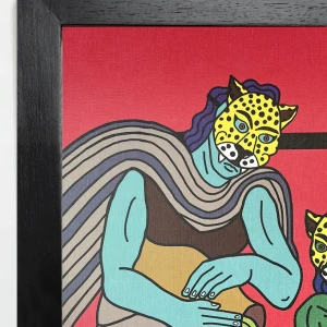 Dos Chamanes y una poción - Rojo / Marco chato de 3cm negro pequeño - 26 x 37cm