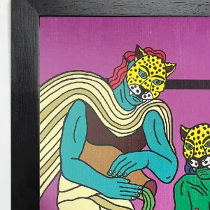 Dos Chamanes y una poción - Violeta / Marco chato de 3cm negro grande - 51 x 38cm