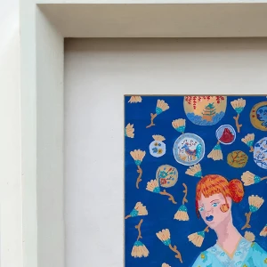 Desayuno - 30 x 42 / Varilla triangulito blanco mas paspartu blanco