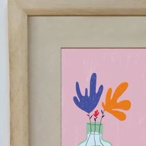 Mushi - 30 X 42 / Marco en chanfel de 3.5 cm en kiri natural mas paspartu piedra