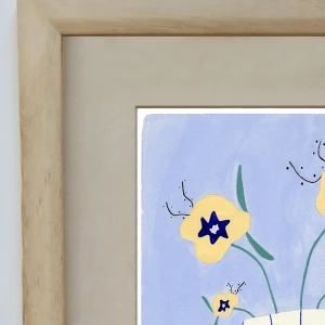 Pastel - 30 X 42 / Marco chanfle de 3.5 cm en kiri natural mas paspartu piedra