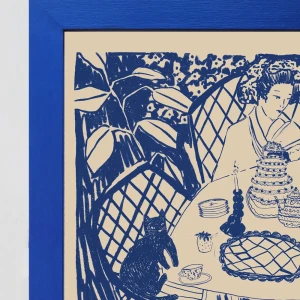 Azul - 21 x 30 / Marco chato de 3 cm azul ultramar