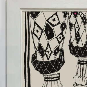 Babucha rombos - 21 x 30 / Marco chato de 3 cm con rebaje blanco liso