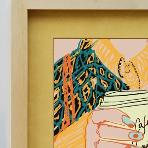 Camisa y saco - 21 x 30 / Marco chato 3 cm marupa natural mas pasepartu ocre