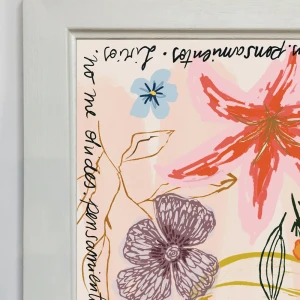 Lirios - 30 X 42 / Marco chato de 3 cm con bajadita blanco liso