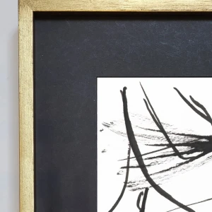 Flower - Marco chato dorado + passepartout negro