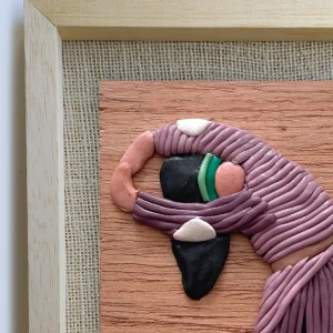 Sentimientos 6 - Marco tipo box madera + fondo arpillera white