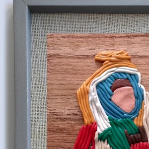 Sentimientos 5 - Marco tipo box gris + arpillera white