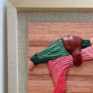 Sentmientos 4 - Marco tipo box madera + fondo arpillera white