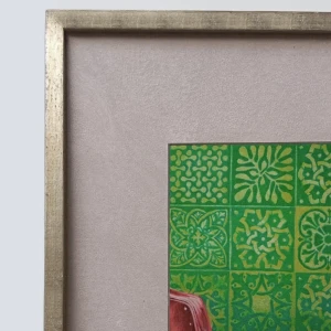 Daniel Prandi II - Marco en L plateado con patina dorada con passepartout